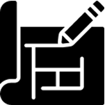 Silhouette of jumping person with outstretched arms.